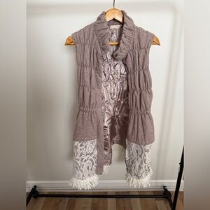 Ryu Gray/Purple Vest with Lace and Fringe details